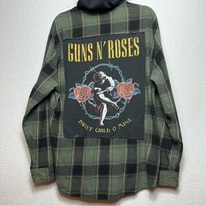 Upcycled Guns N' Roses Sweet Child of God Long Sleeve Hooded Flannel
